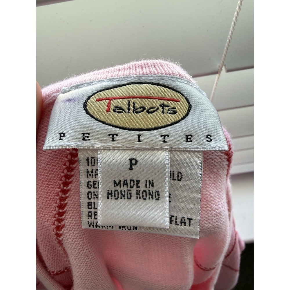 Vintage Talbots Pink Argyle Sweater Petite Medium Spring Preppy - Picture 3 of 4